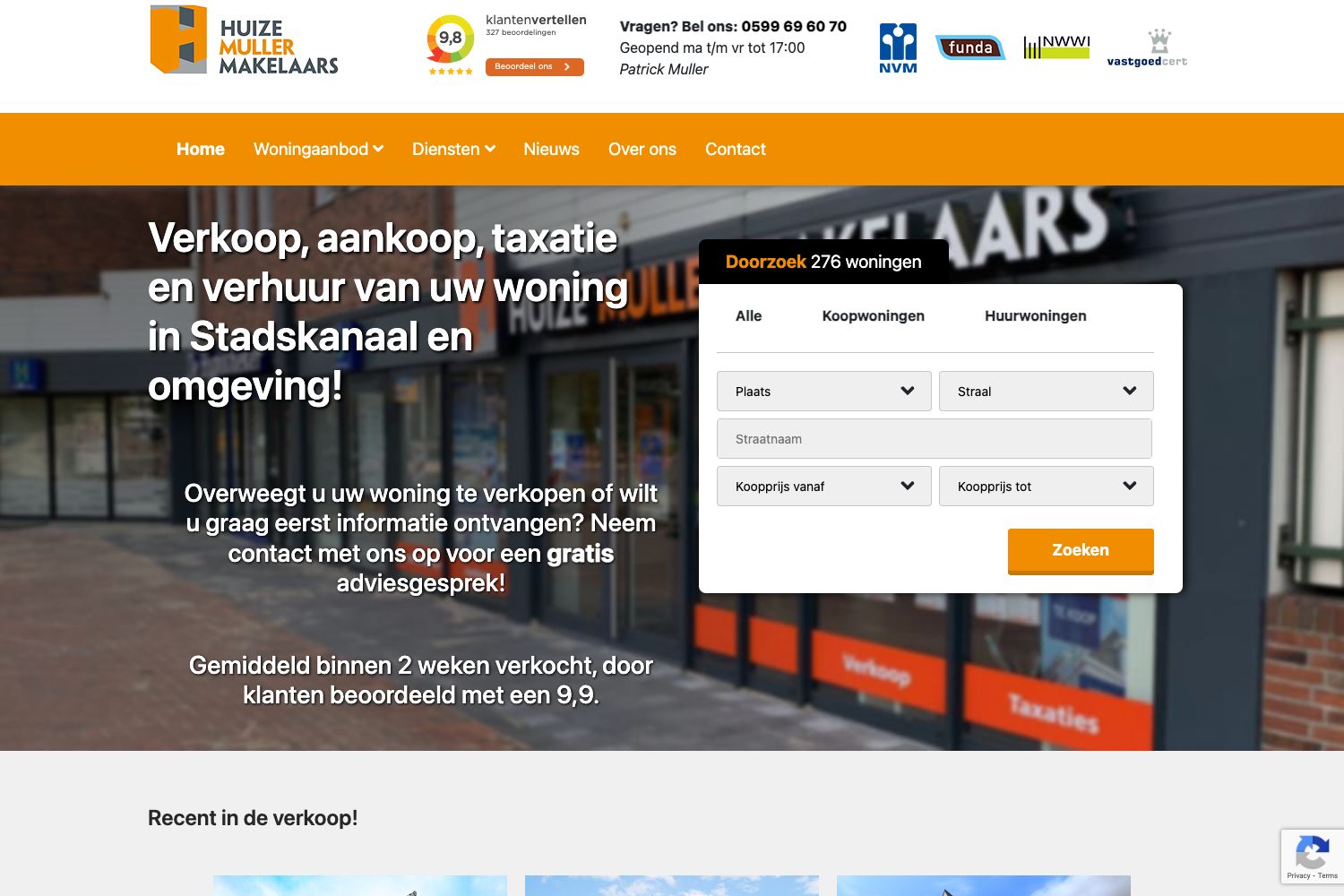 Website screenshot https://huizemuller.nl
