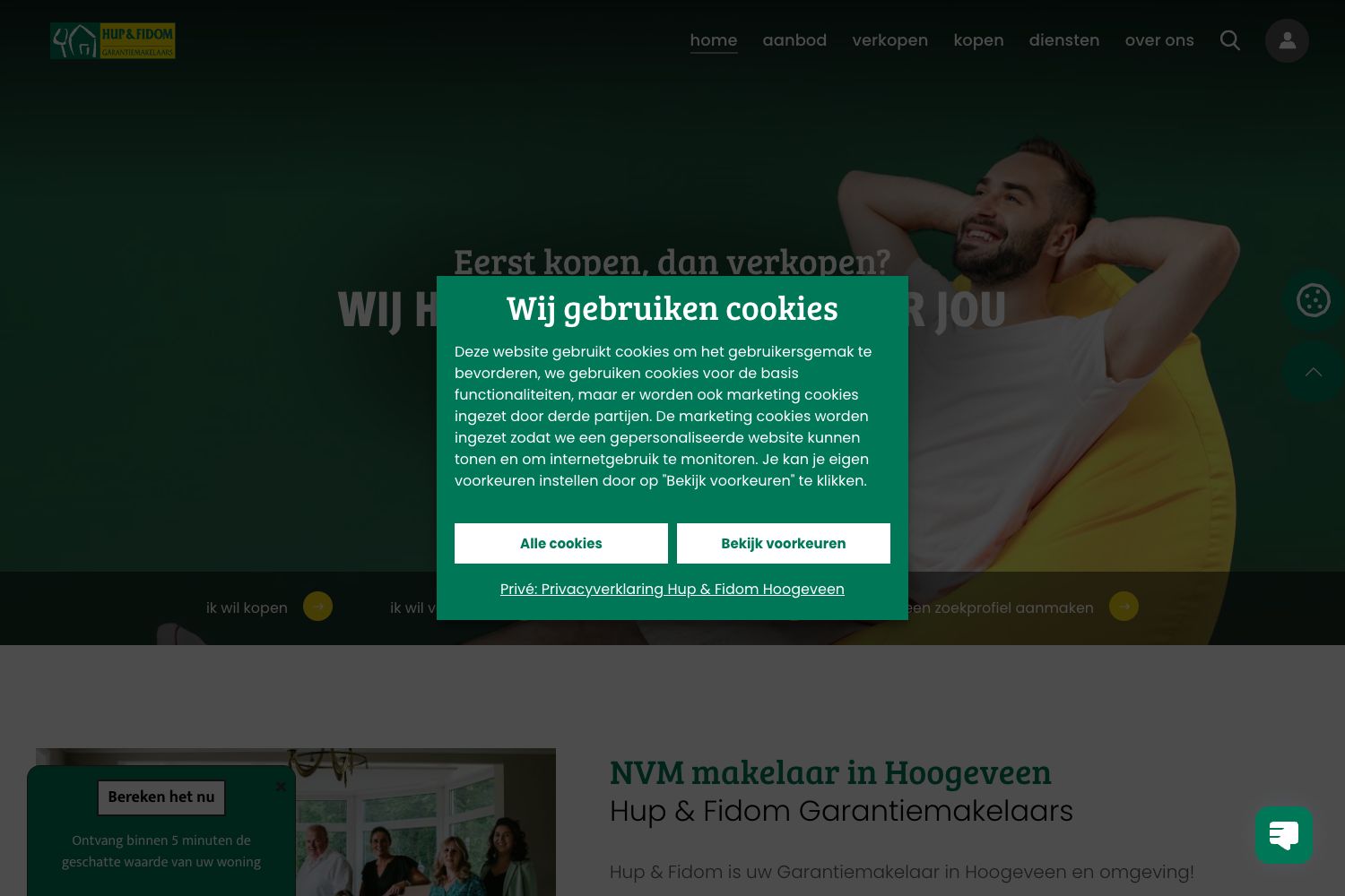 Website screenshot https://hupenfidommakelaarshoogeveen.nl