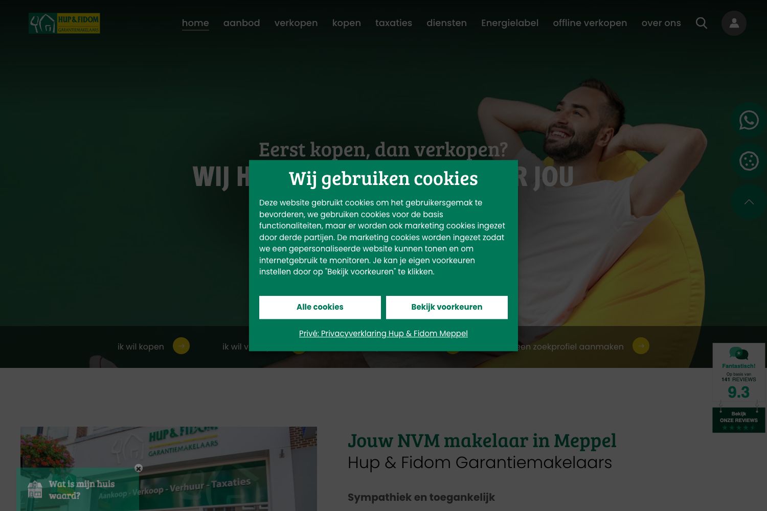 Website screenshot https://hupenfidommakelaarsmeppel.nl