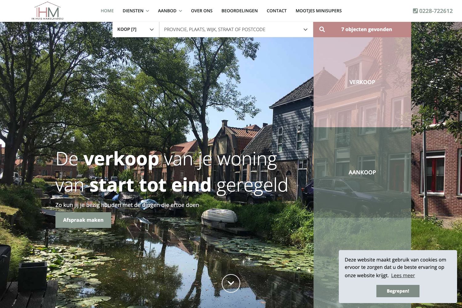 Website screenshot https://inhuismakelaardij.nl