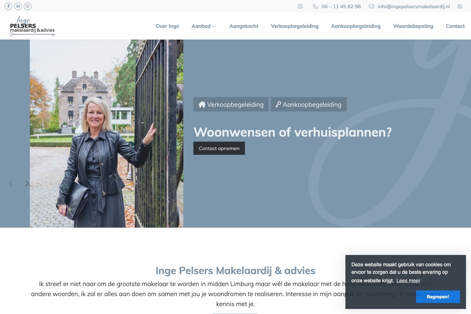 Website screenshot https://ingepelsersmakelaardij.nl