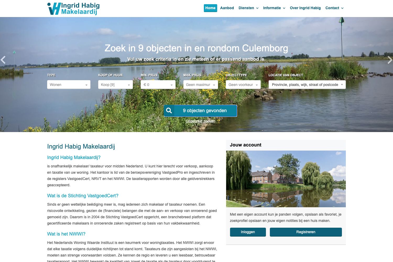 Website screenshot https://ingridhabigmakelaardij.nl