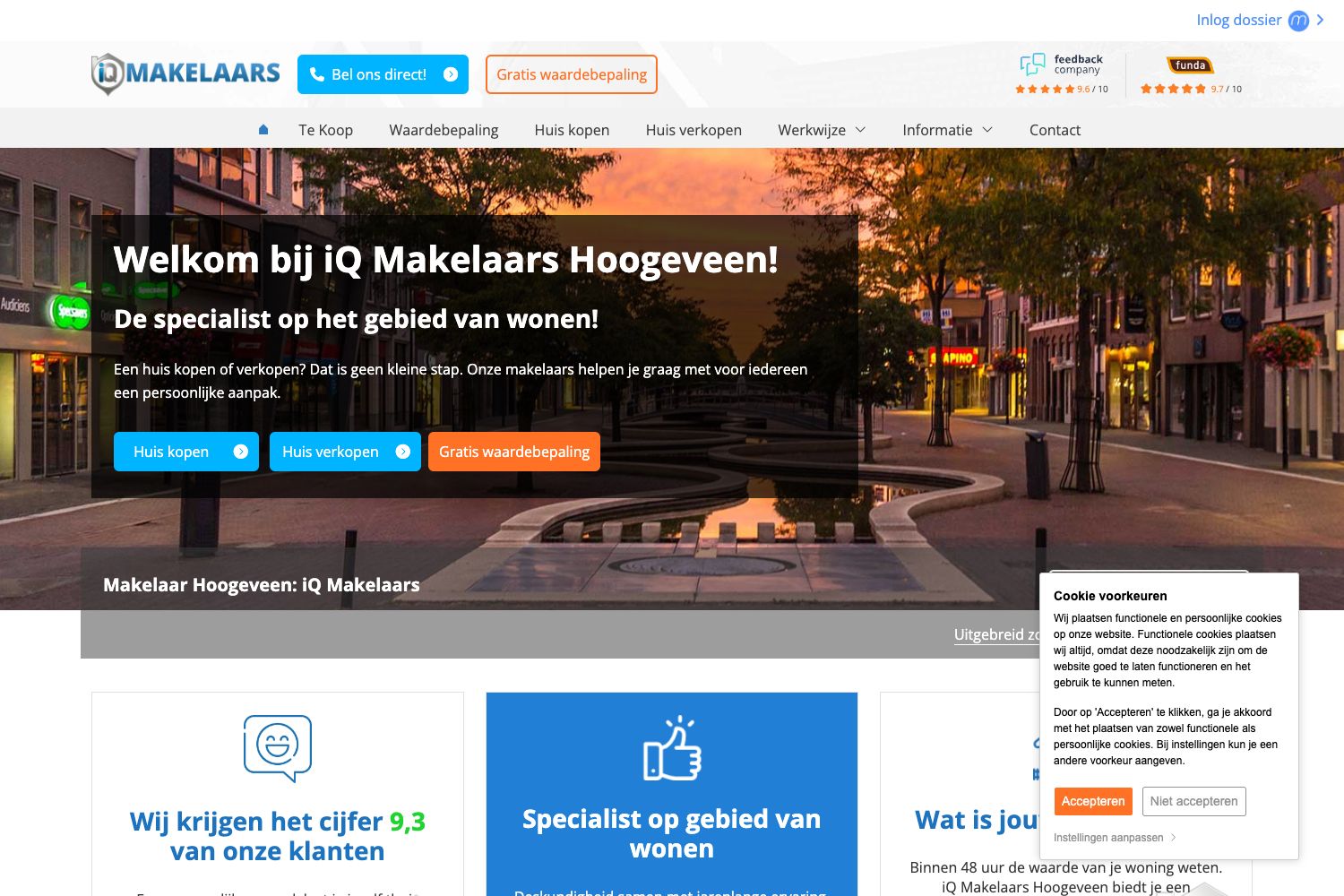 Website screenshot https://iqmakelaarshoogeveen.nl