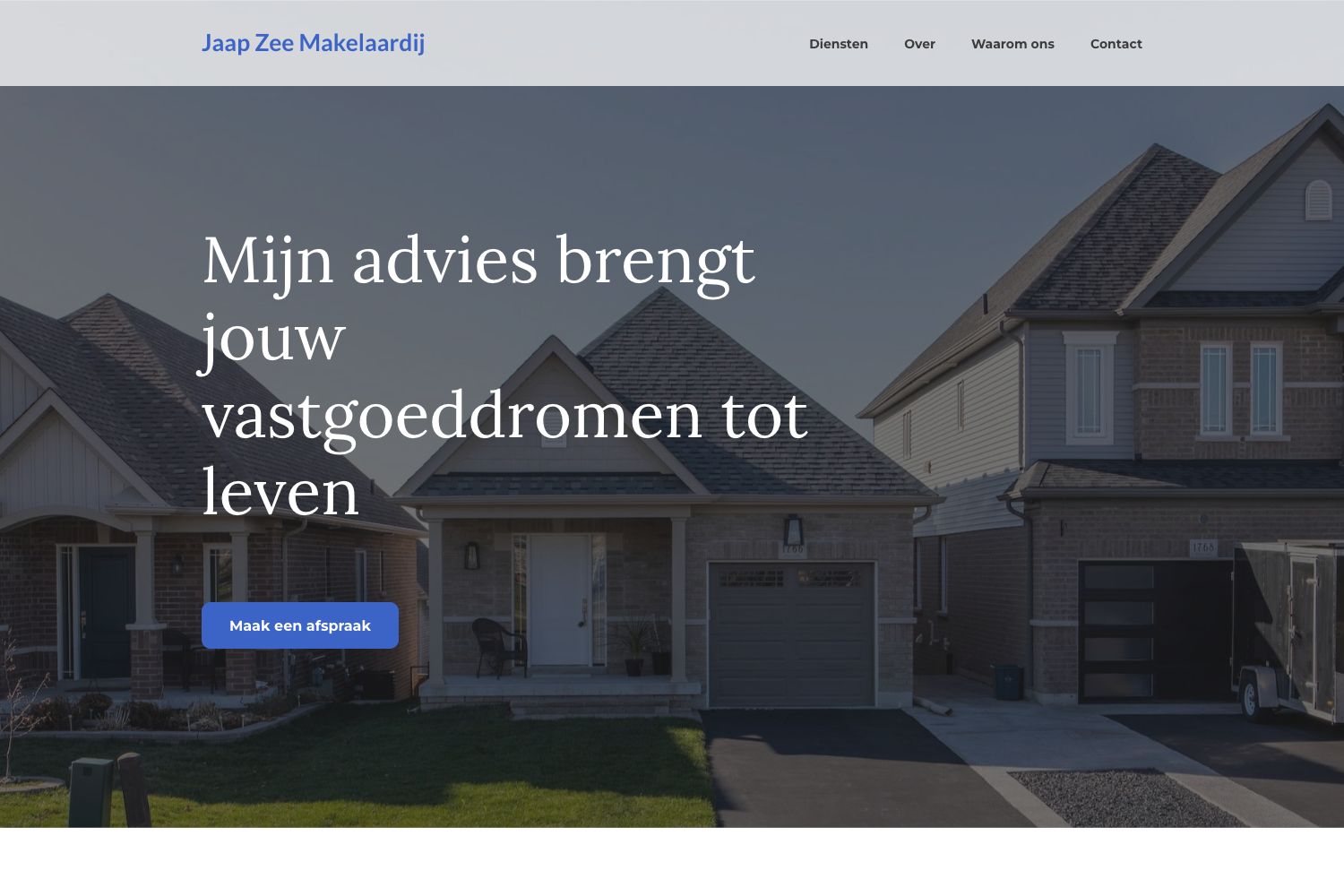 Website screenshot https://jaapzeemakelaardij.nl