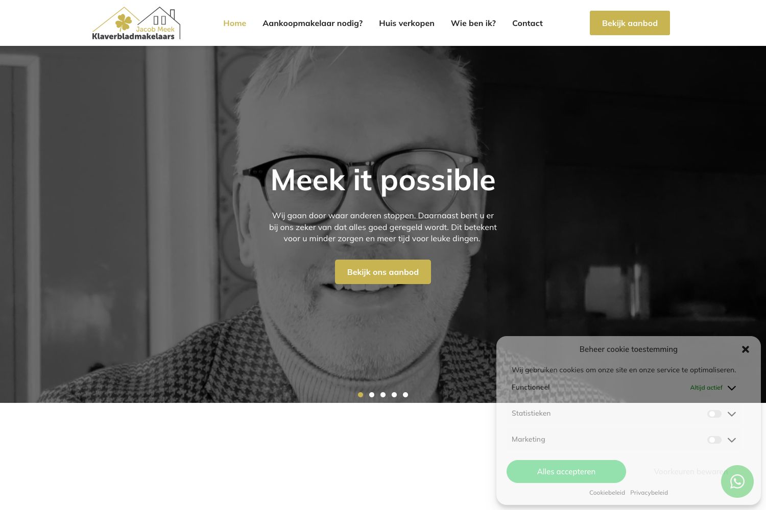 Website screenshot https://klaverbladmakelaars.nl