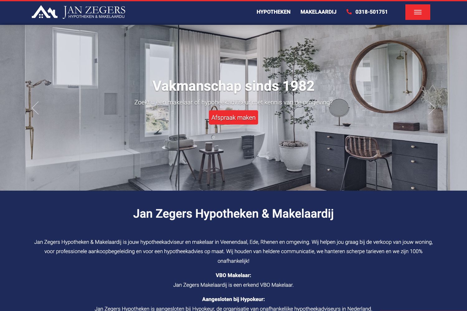 Website screenshot https://janzegers.nl