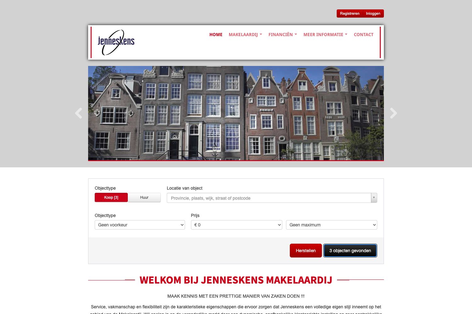 Website screenshot https://jenneskensmakelaardij.nl