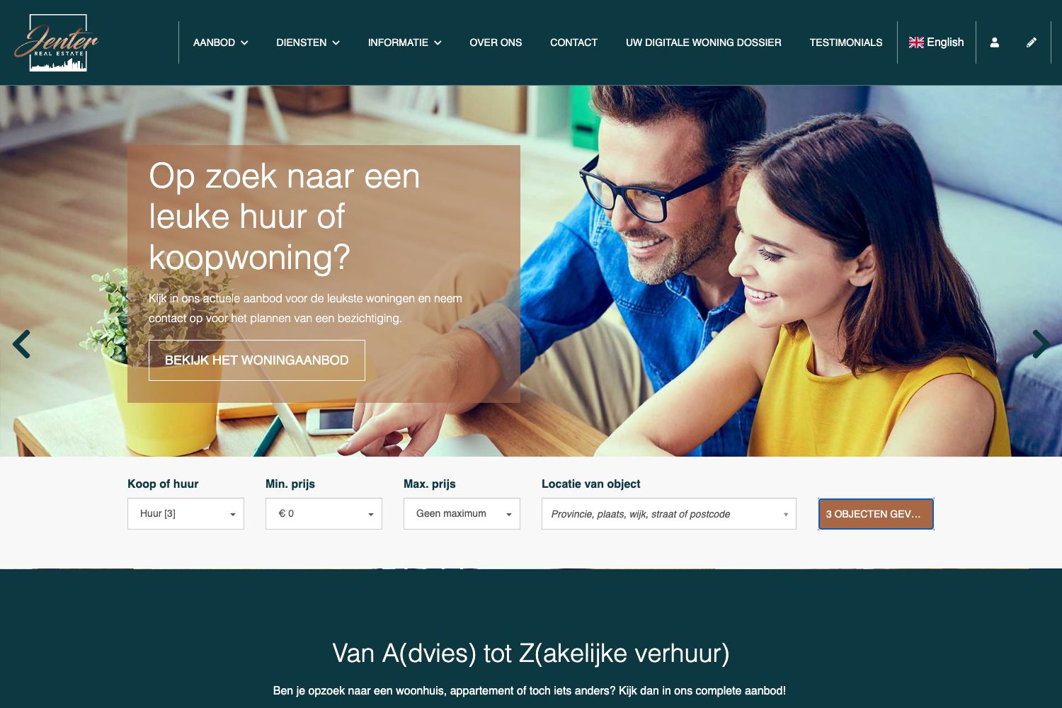 Website screenshot https://jenterrealestate.nl