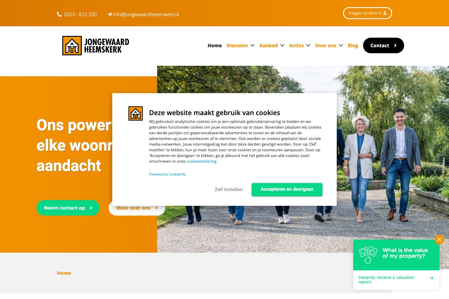 Website screenshot https://jongewaardheemskerk.nl