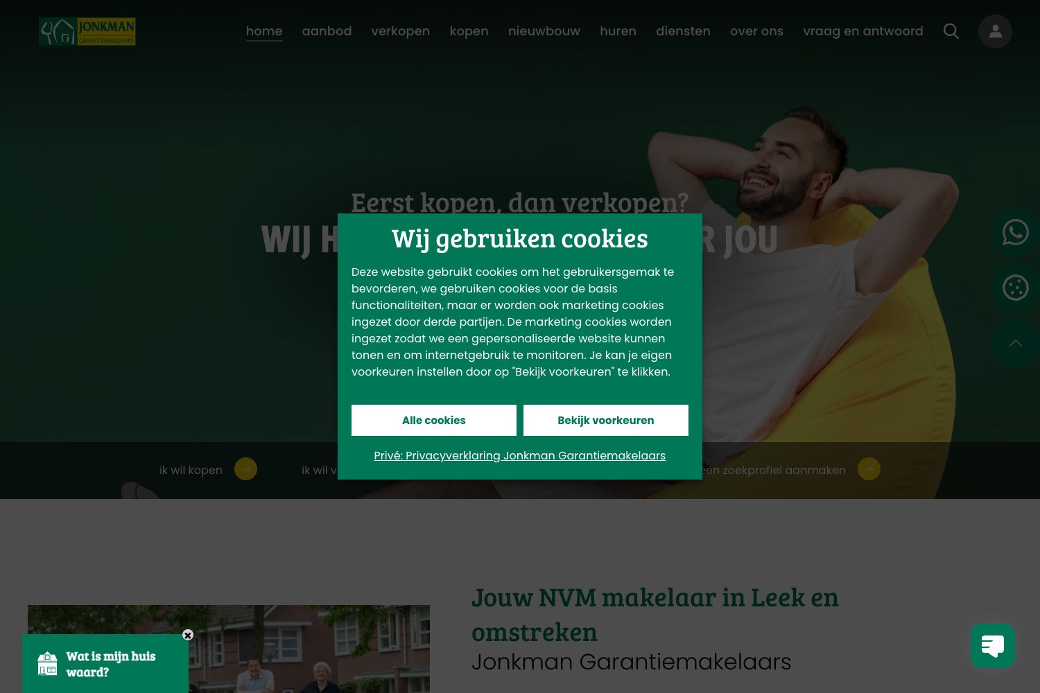 Website screenshot https://jonkmangarantiemakelaars.nl