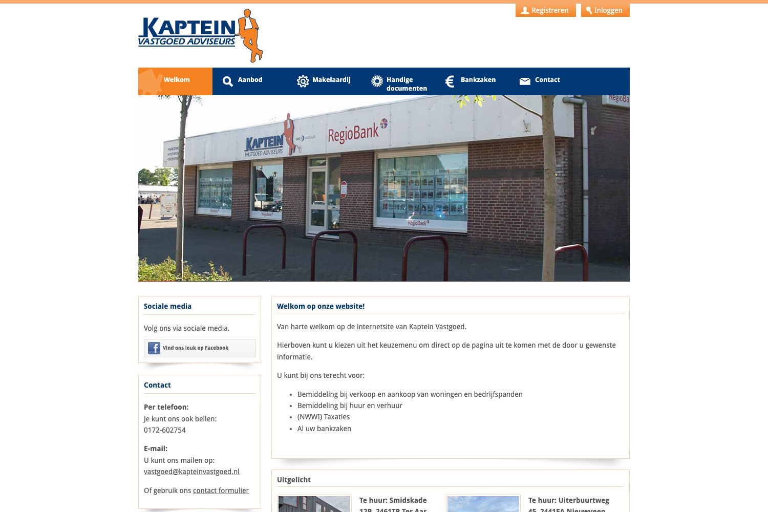 Website screenshot https://kapteinvastgoed.nl