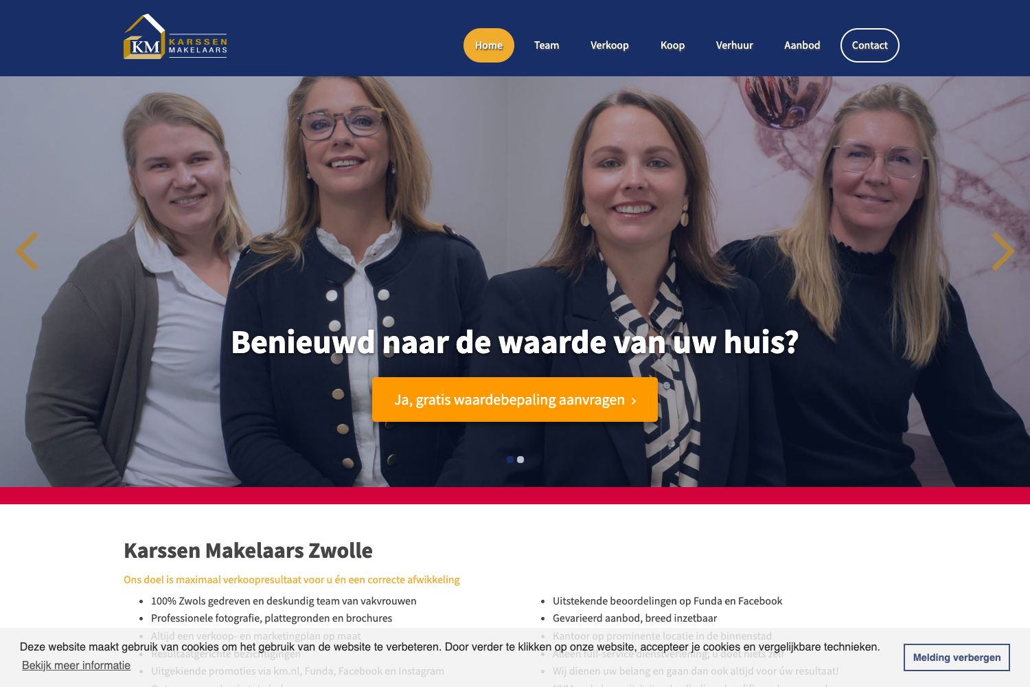 Website screenshot https://km.nl