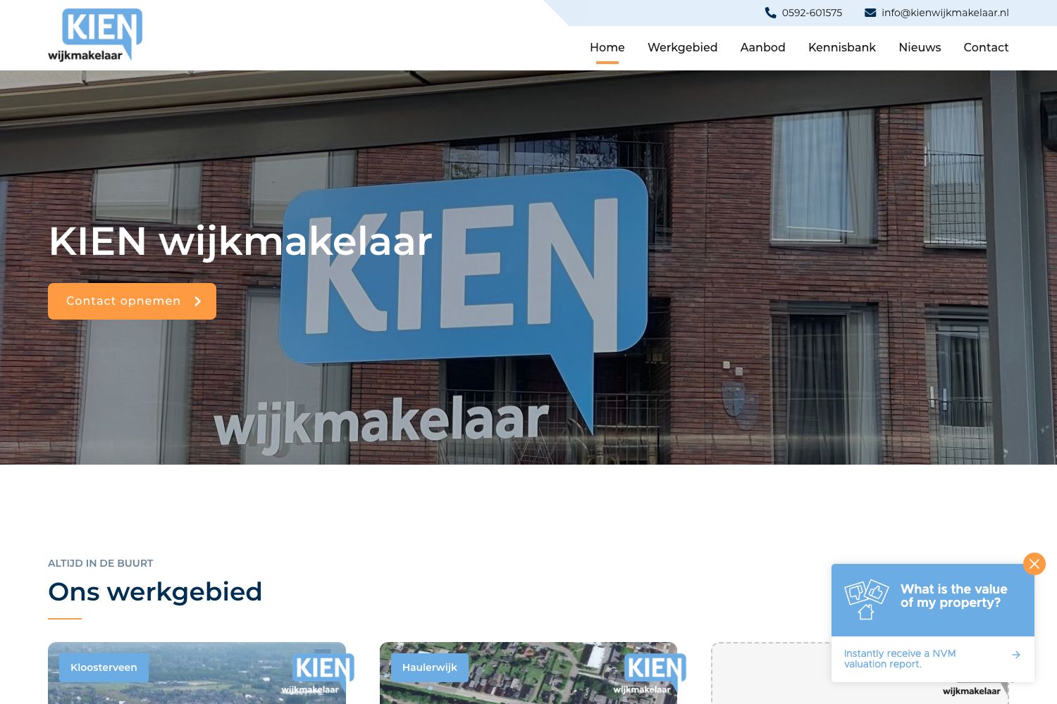 Website screenshot https://kienwijkmakelaar.nl