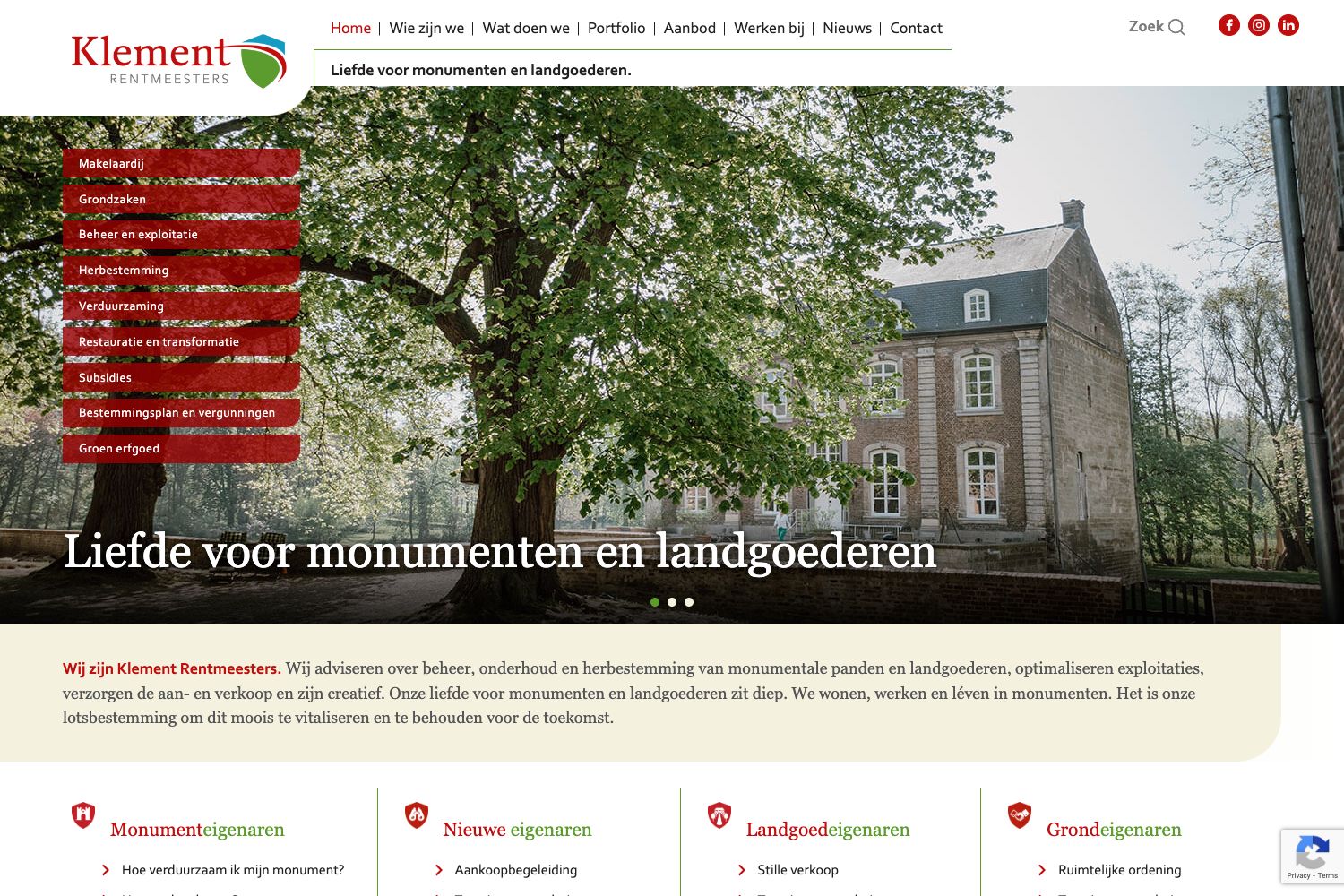 Website screenshot https://klement-rentmeesters.nl