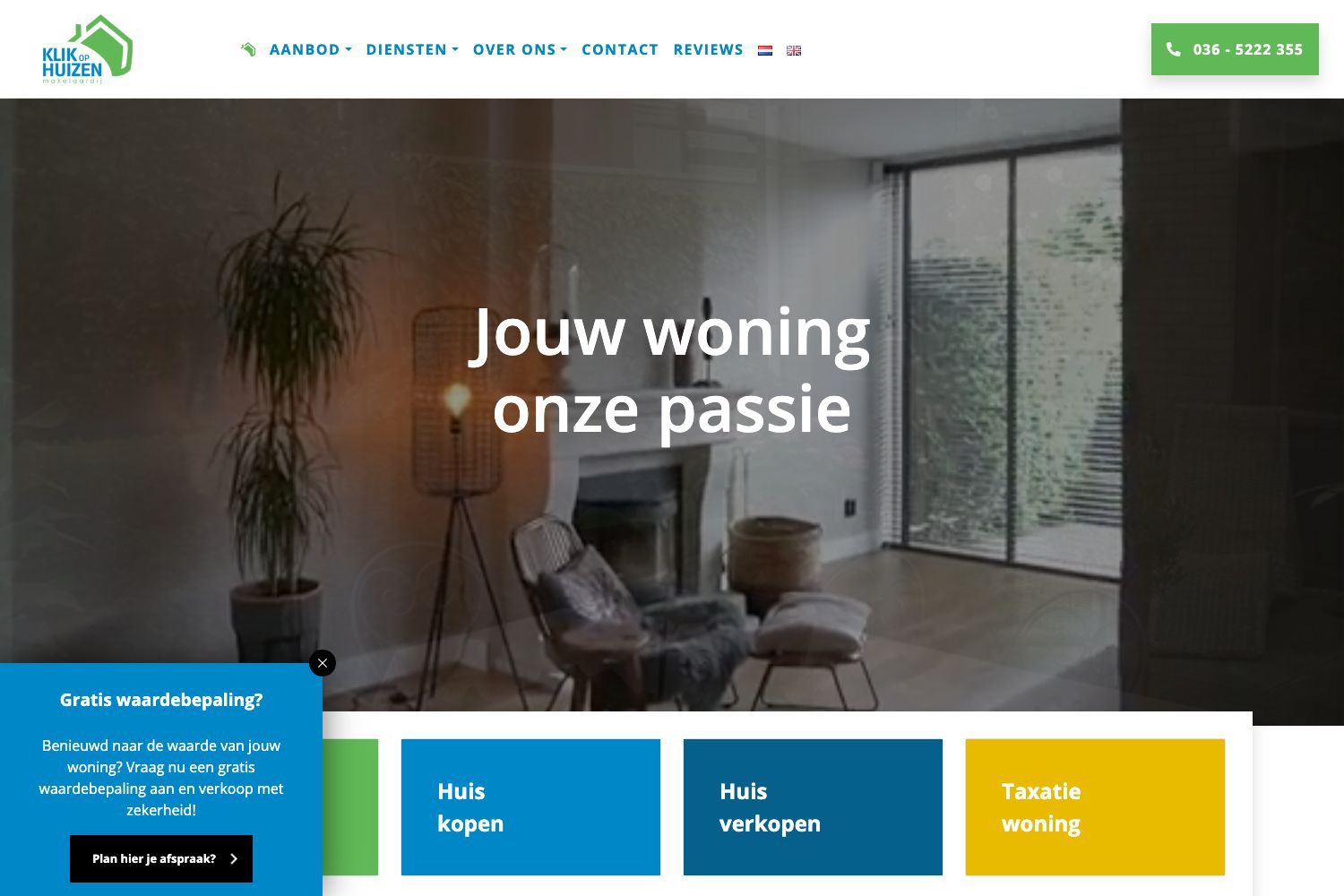 Website screenshot https://klikophuizen.nl