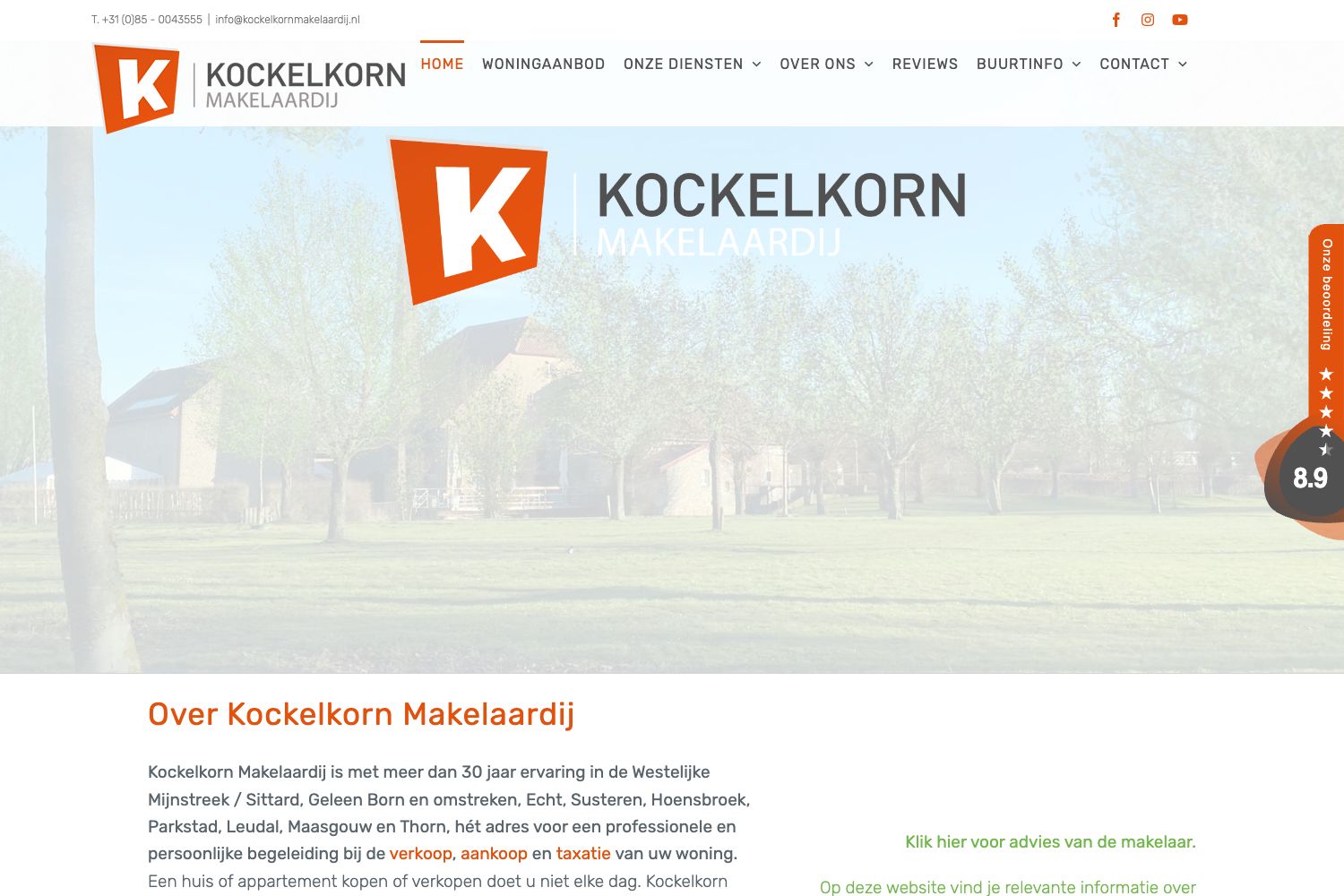 Website screenshot https://kockelkornmakelaardij.nl