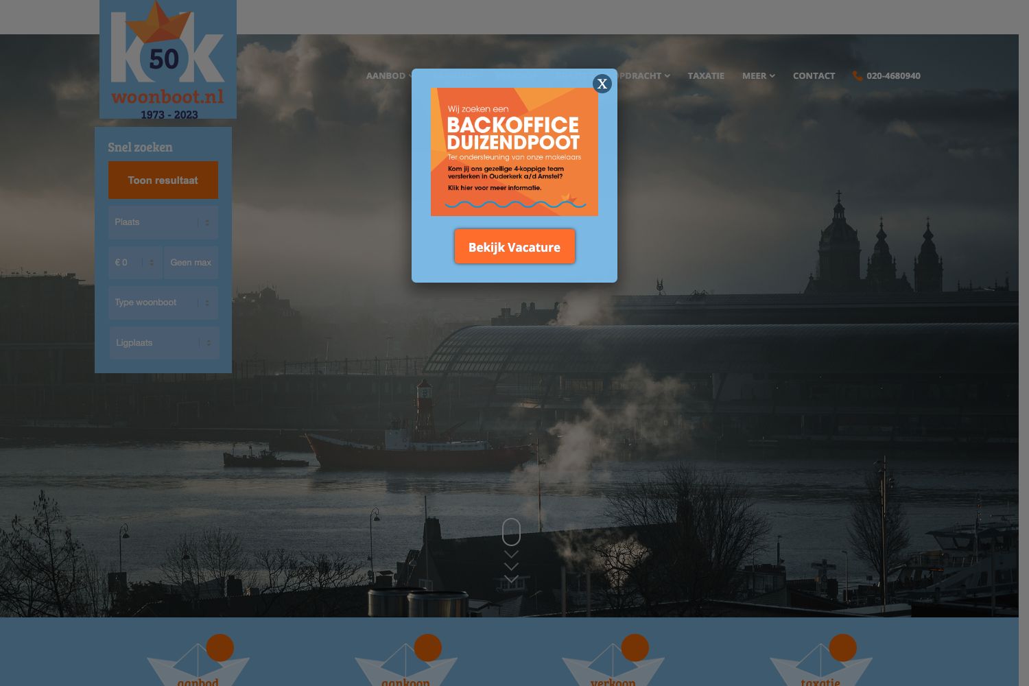 Website screenshot https://woonboot.nl