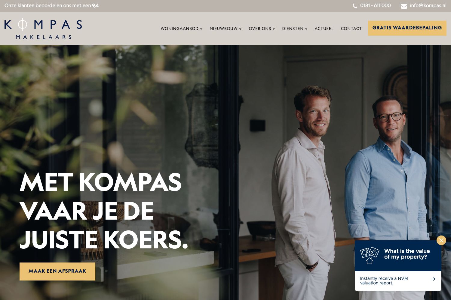 Website screenshot https://kompasmakelaars.nl