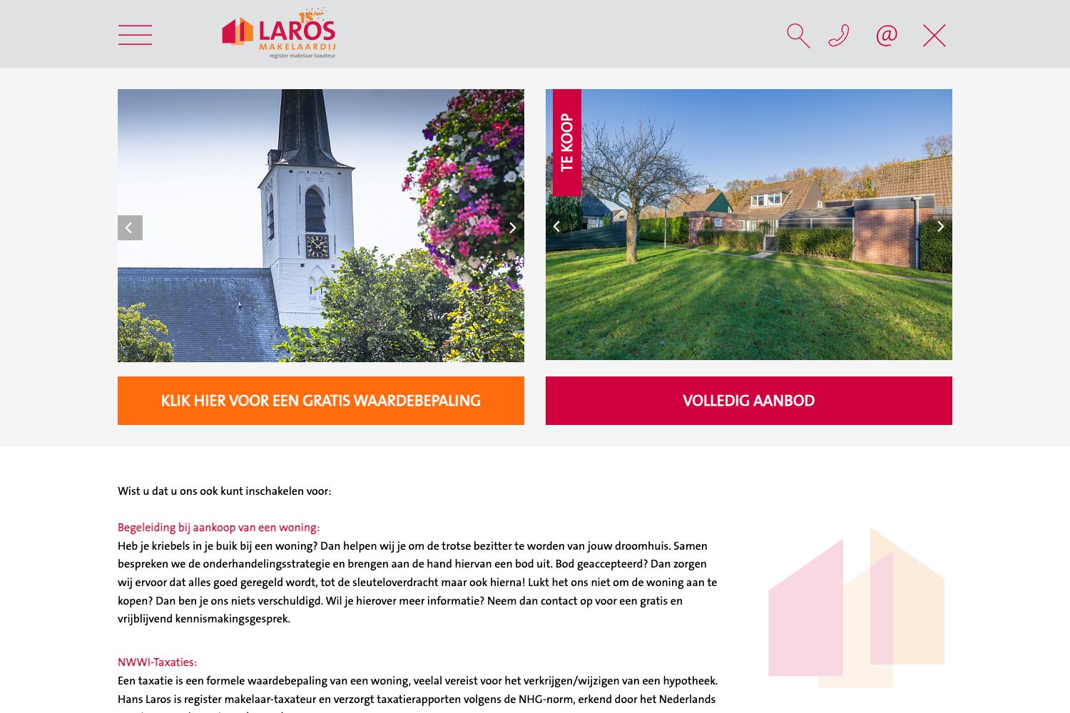 Website screenshot https://larosmakelaardij.nl