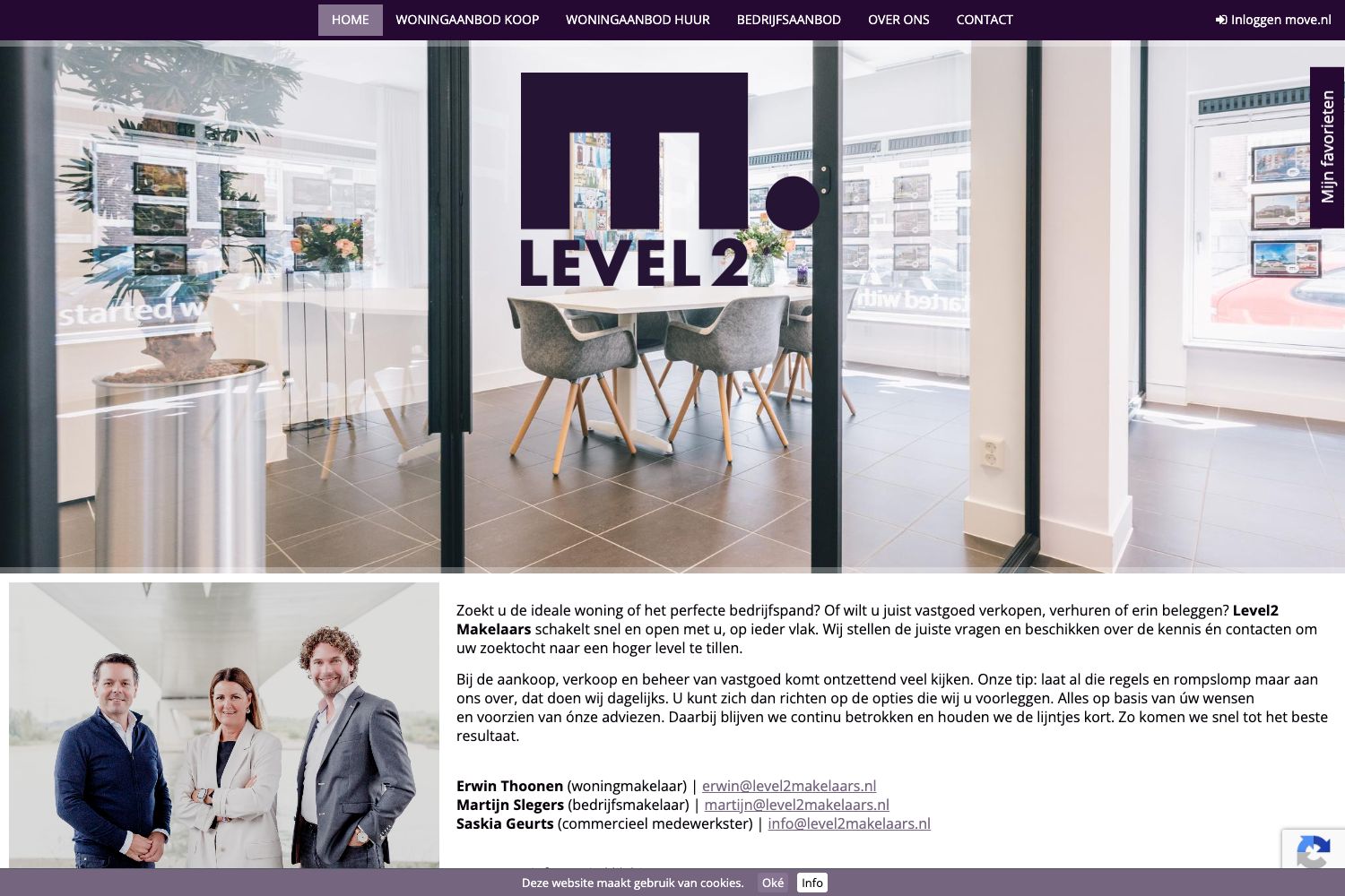 Website screenshot https://level2makelaars.nl