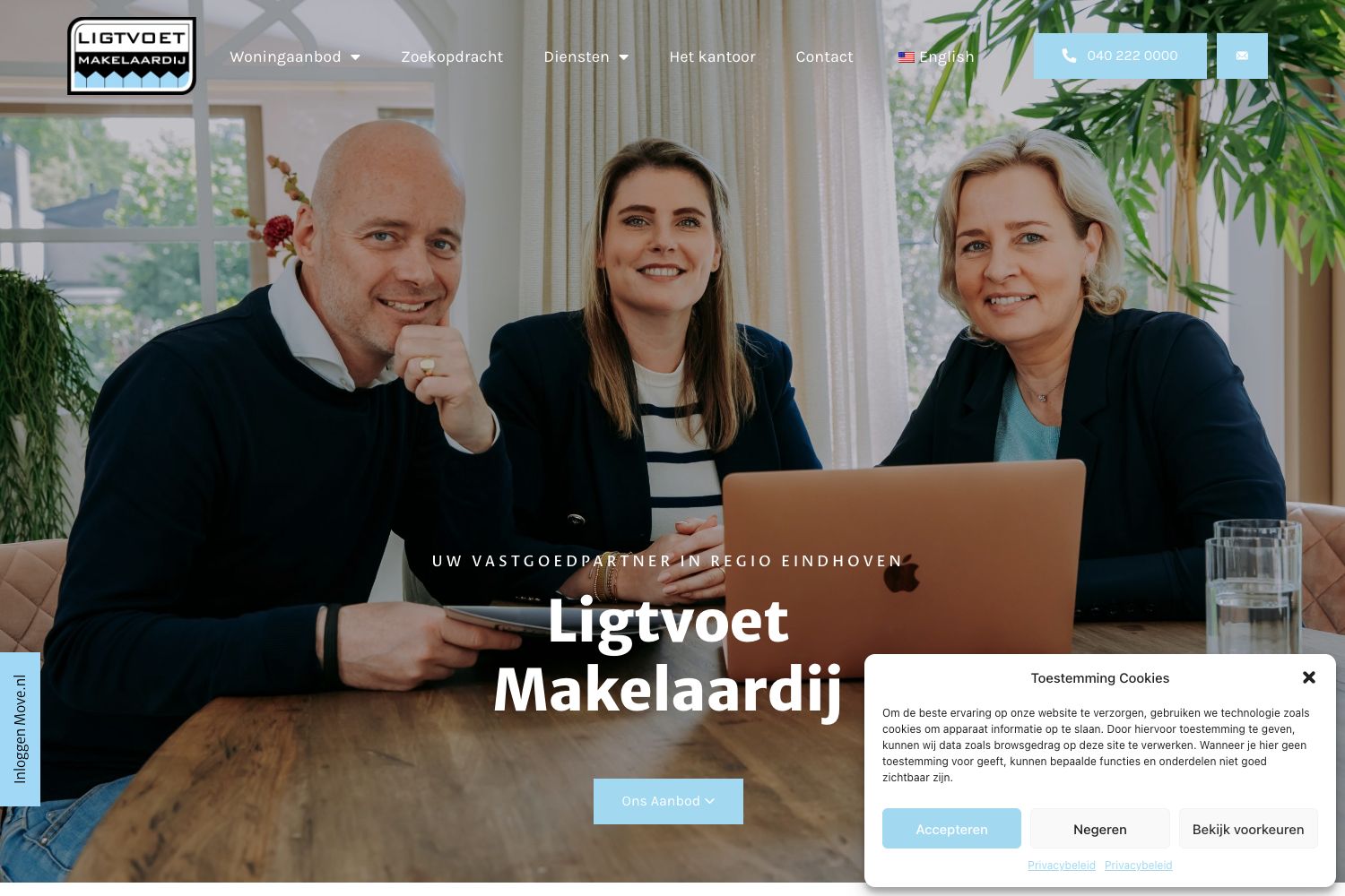Website screenshot https://ligtvoetmakelaardij.nl