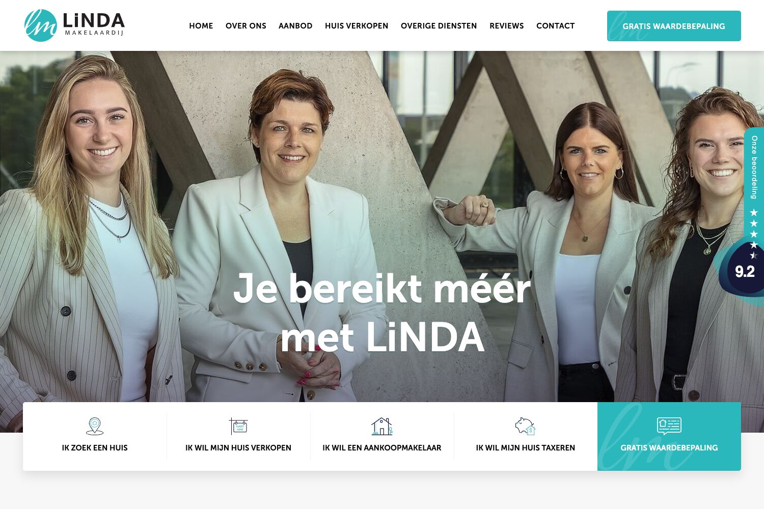 Website screenshot https://lindamakelaardij.nl