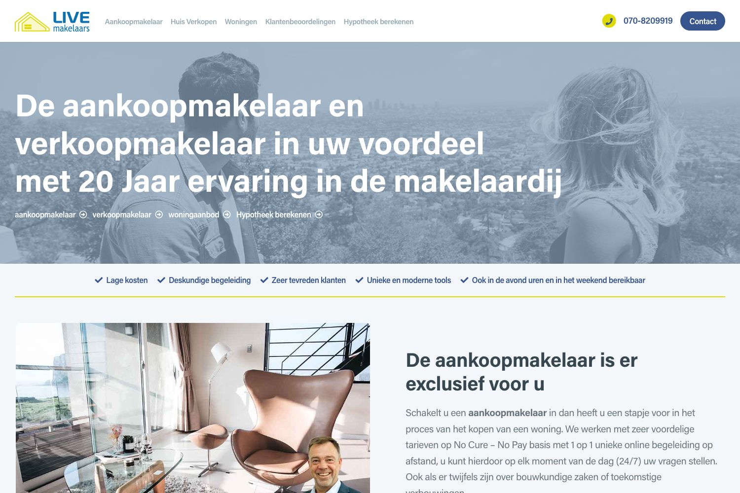 Website screenshot https://livemakelaars.nl