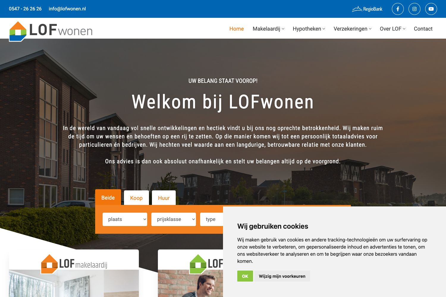 Website screenshot https://lofwonen.nl