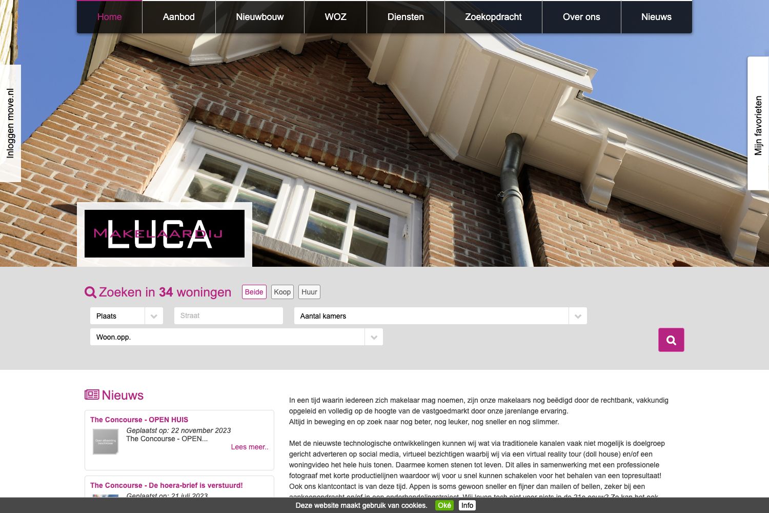 Website screenshot https://lucamakelaardij.nl