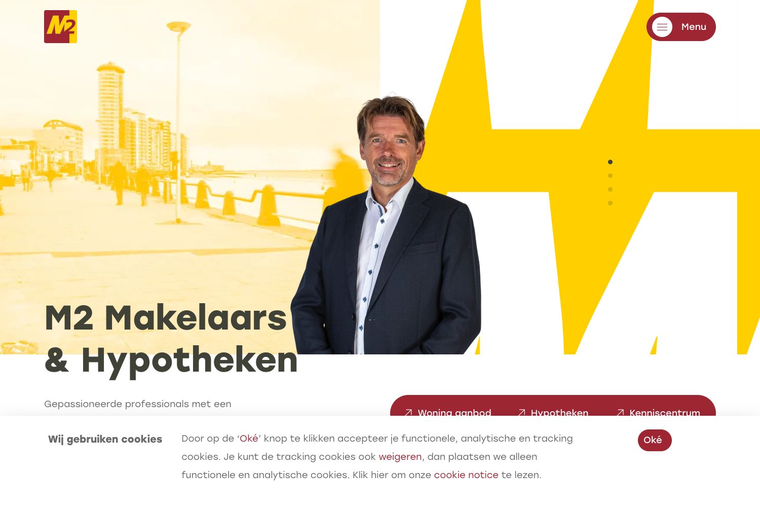 Website screenshot https://m2makelaars.nl