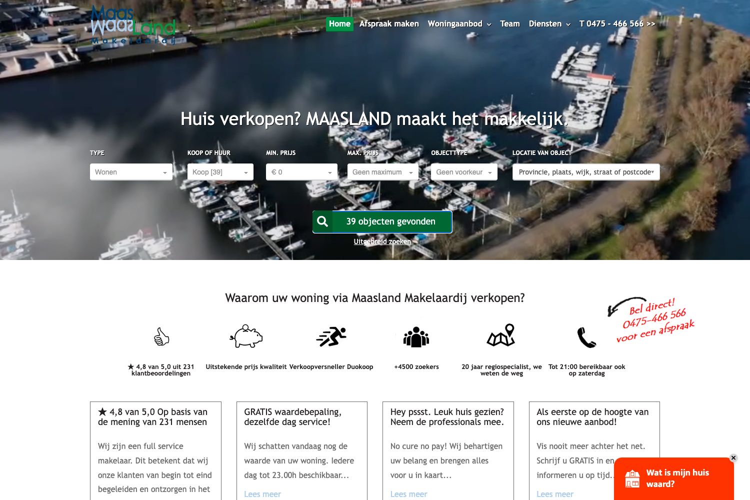 Website screenshot https://maaslandmakelaardij.nl