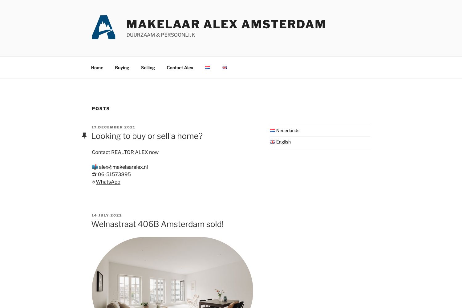 Website screenshot https://makelaaralex.nl