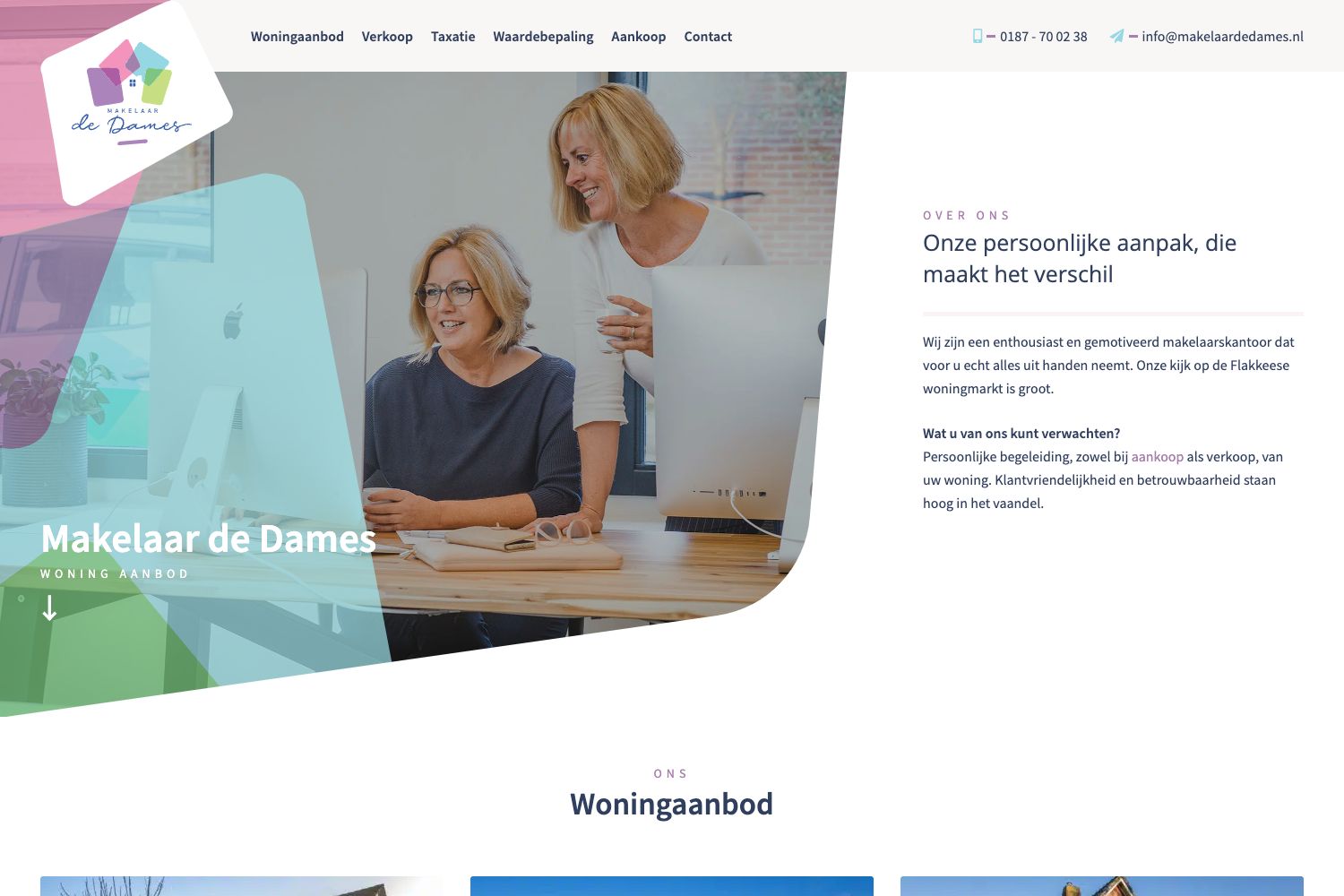 Website screenshot https://makelaardedames.nl