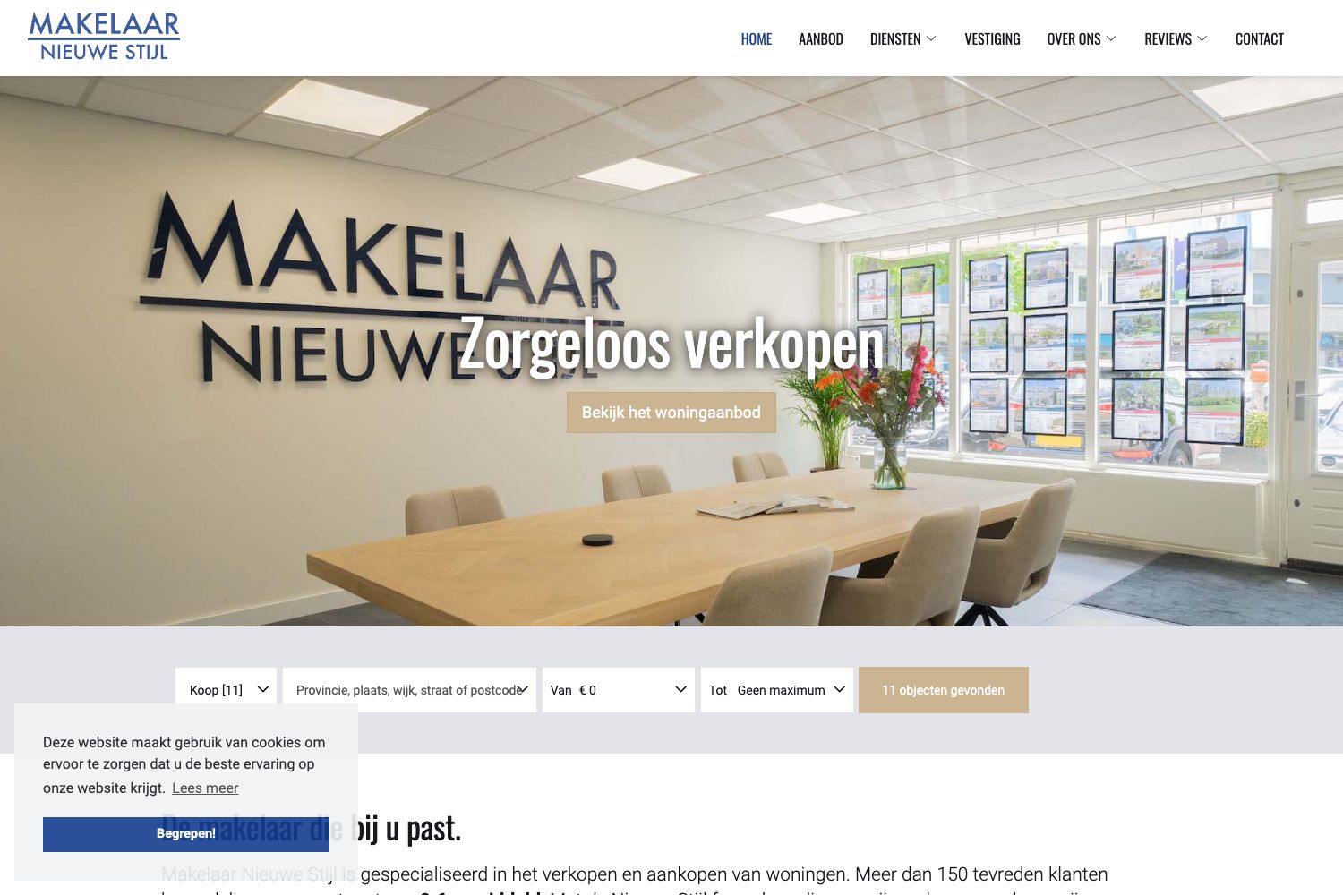 Website screenshot https://makelaarnieuwestijl.nl