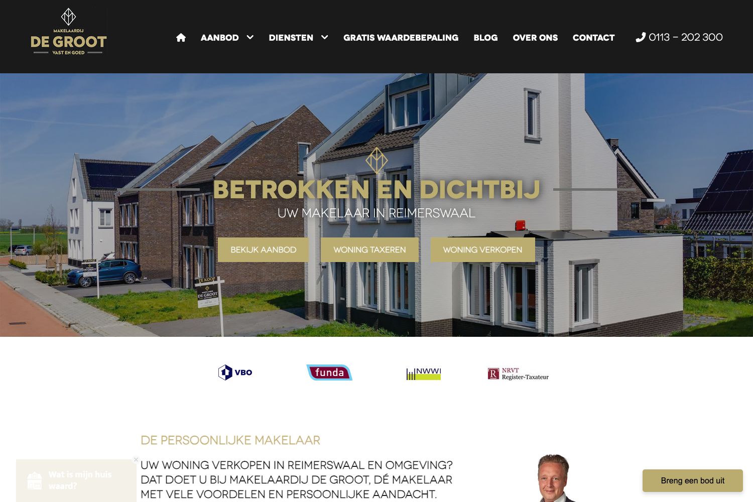 Website screenshot https://makelaardijdegroot.nl