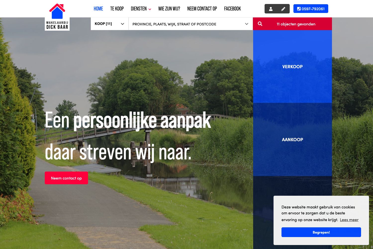 Website screenshot https://makelaardijdickbaar.nl