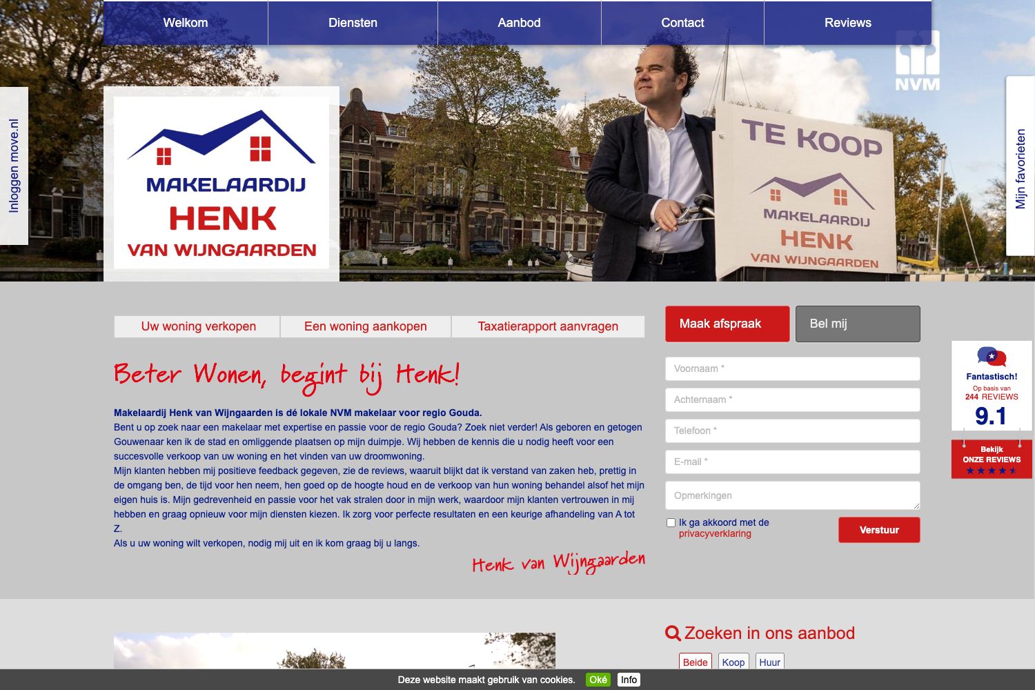 Website screenshot https://makelaardijvanwijngaarden.nl