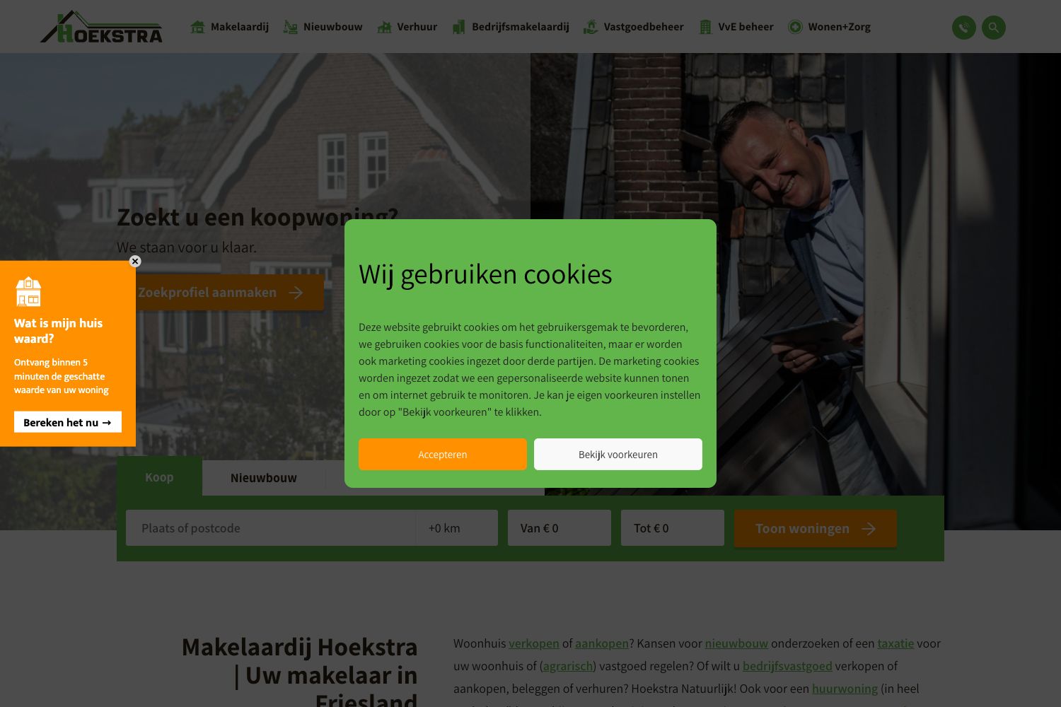 Website screenshot https://makelaardijhoekstra.nl