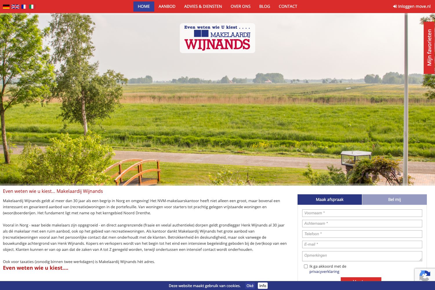 Website screenshot https://makelaardijwijnands.nl