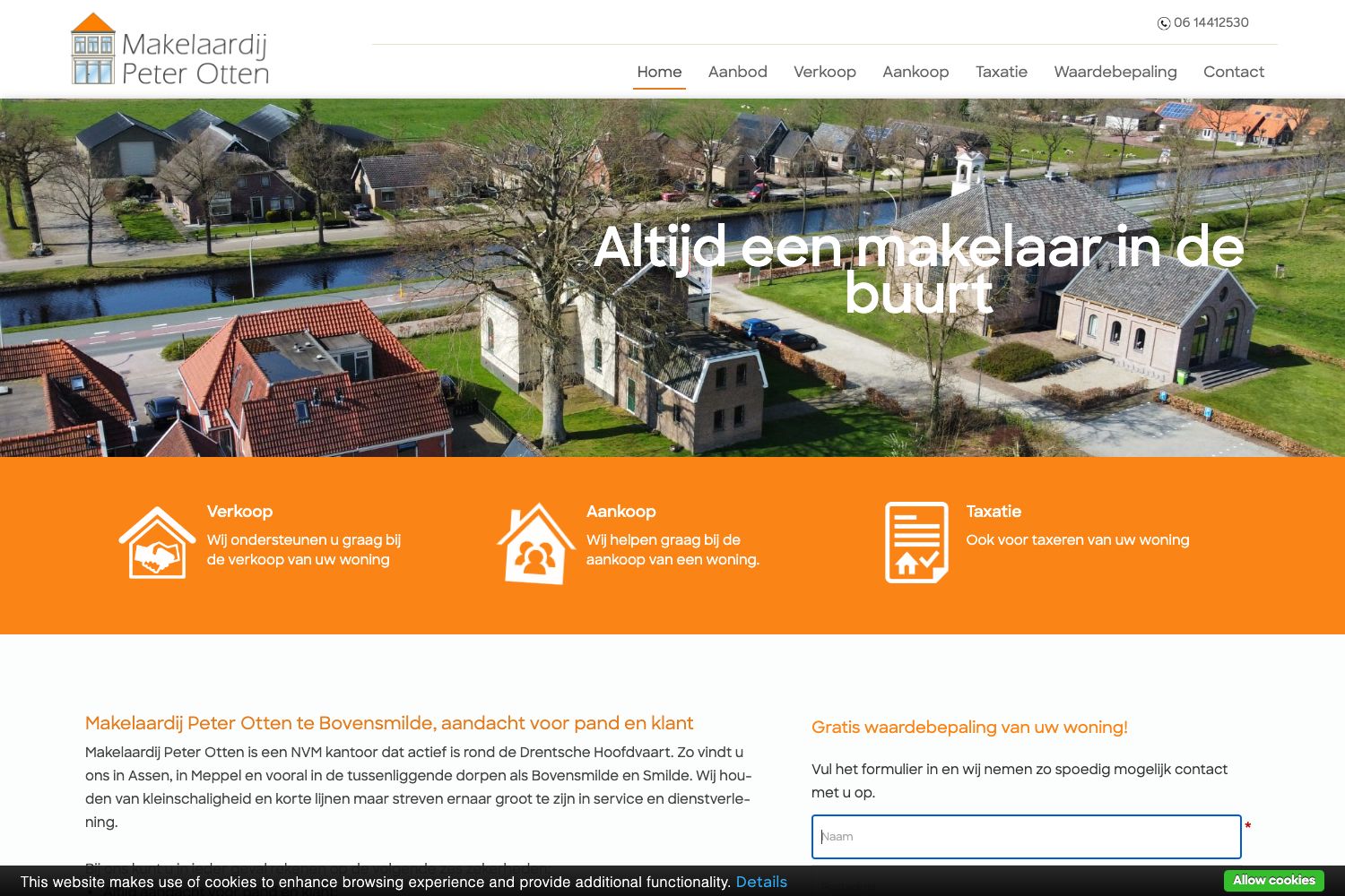 Website screenshot https://makelaardijpeterotten.nl
