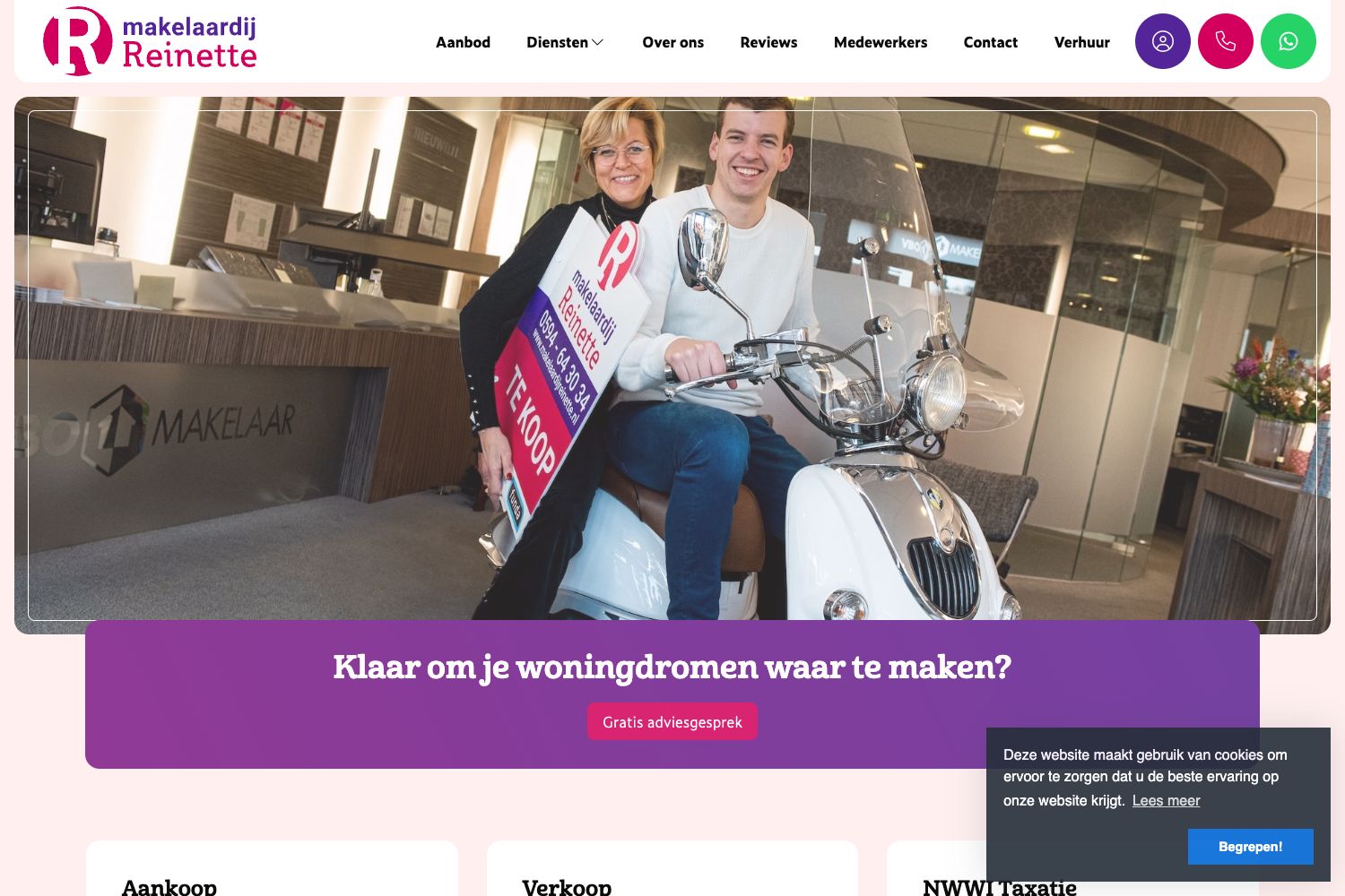 Website screenshot https://makelaardijreinette.nl