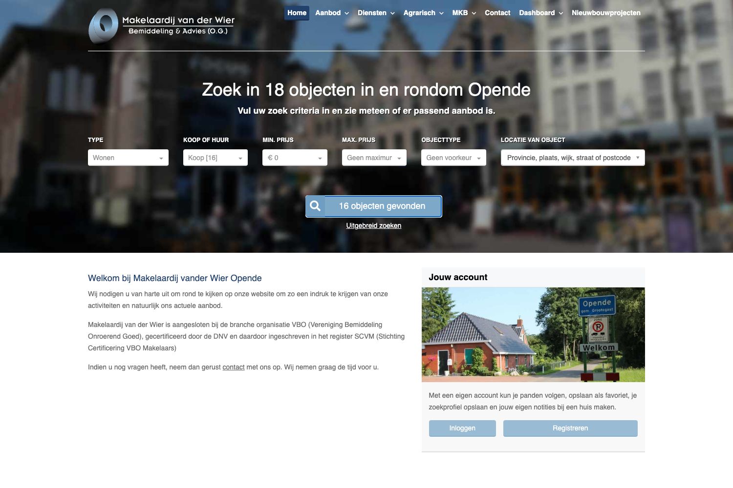 Website screenshot https://makelaardijvanderwier.nl