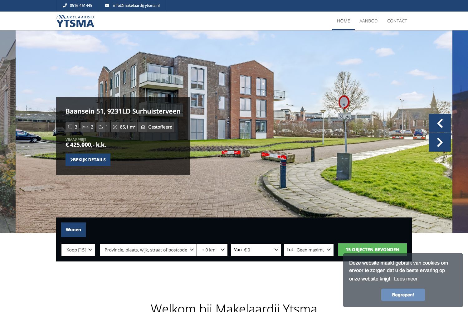 Website screenshot https://makelaardij-ytsma.nl