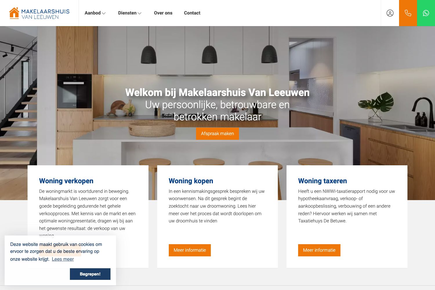 Website screenshot https://makelaarshuisvanleeuwen.nl