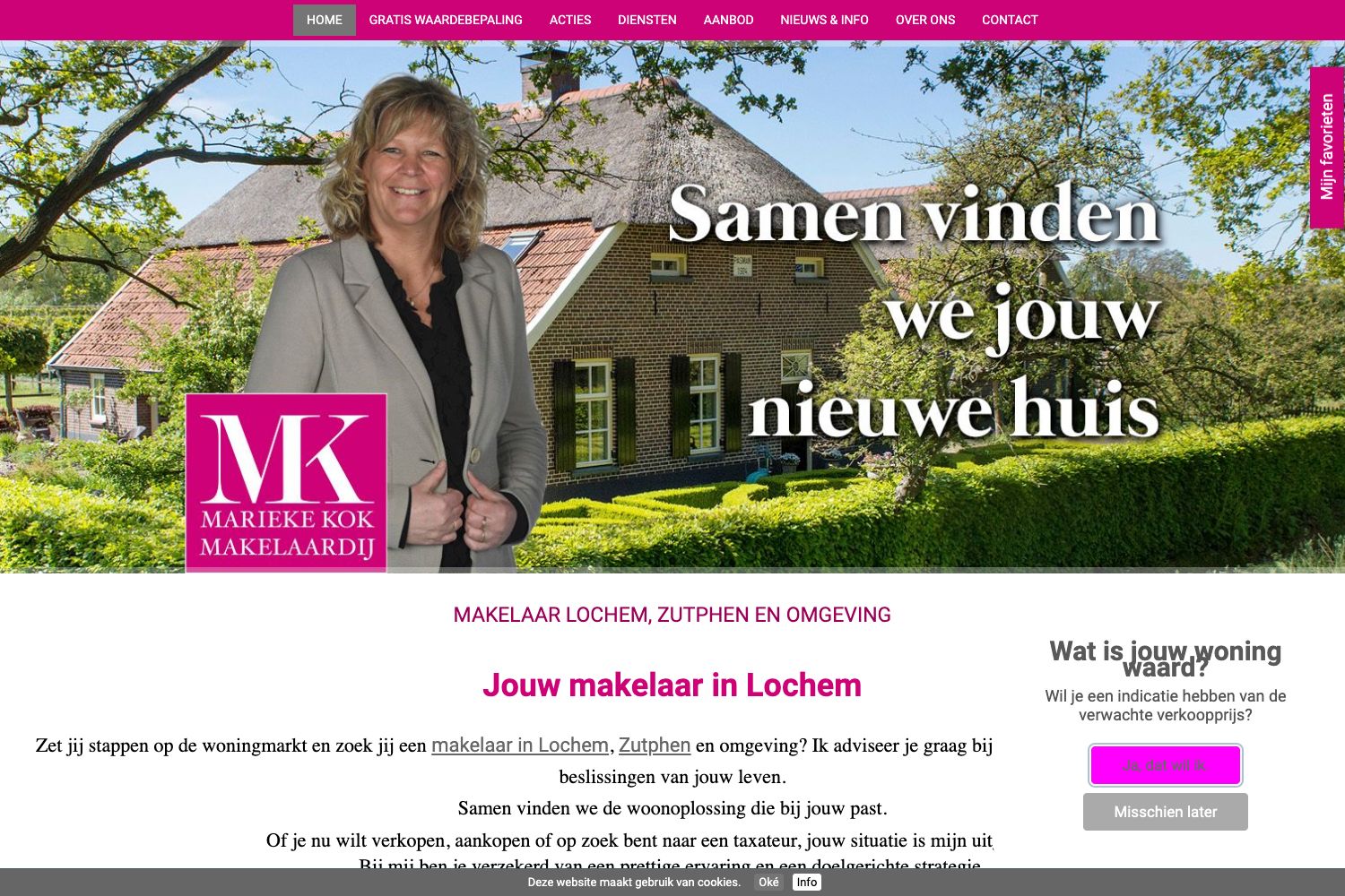Website screenshot https://mariekekokmakelaardij.nl