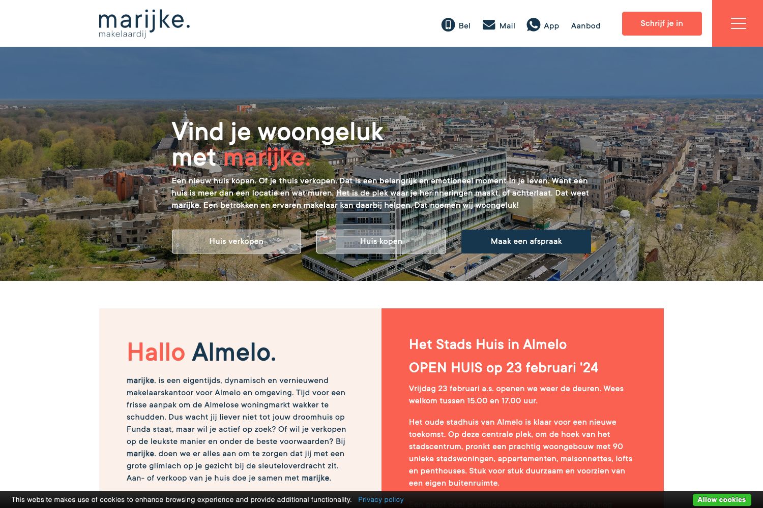 Website screenshot https://marijkemakelaardij.nl