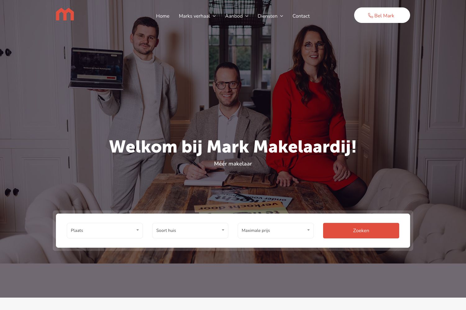 Website screenshot https://markmakelaardij.nl