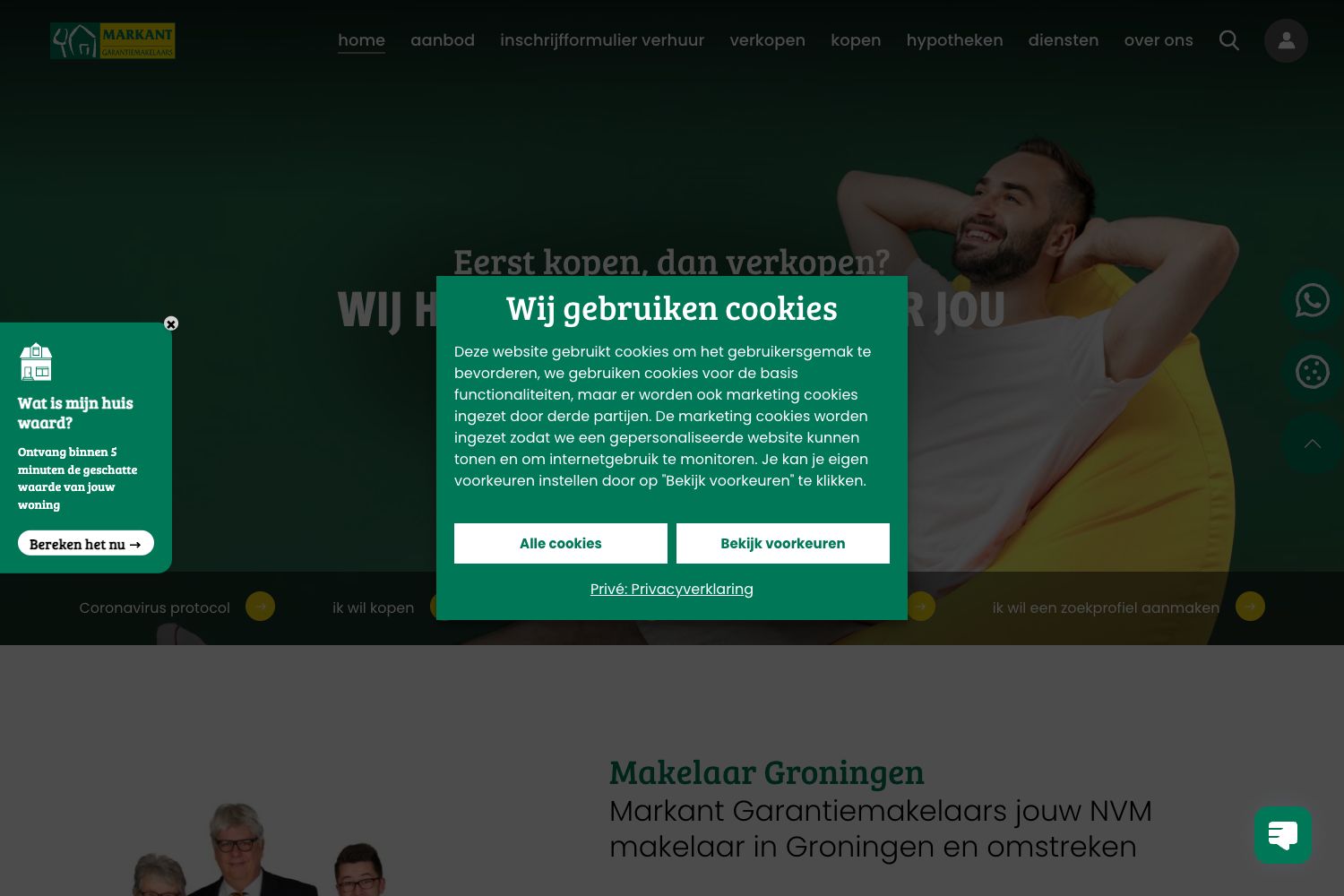Website screenshot https://markantgarantiemakelaars.nl
