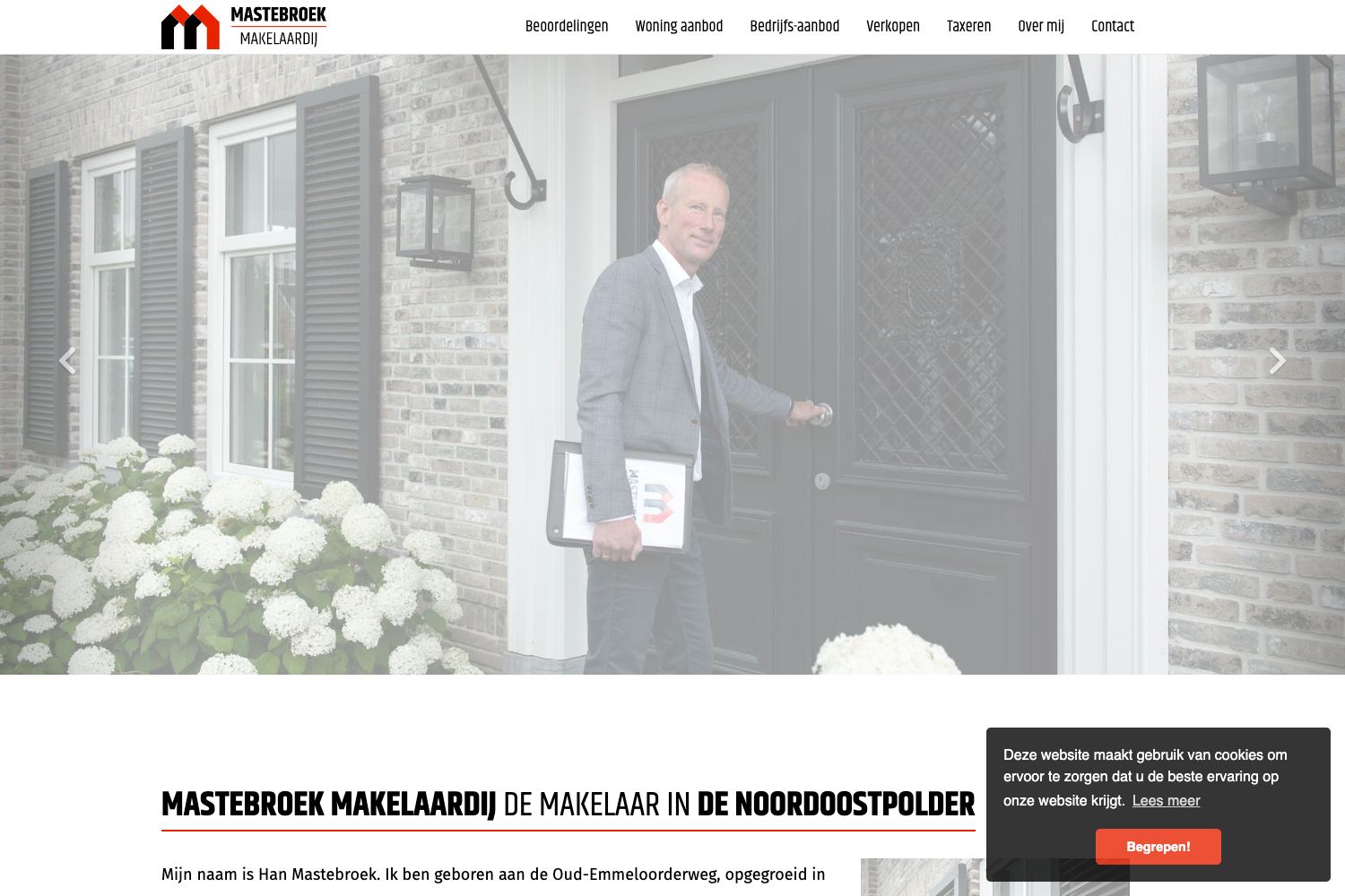 Website screenshot https://mastebroekmakelaardij.nl