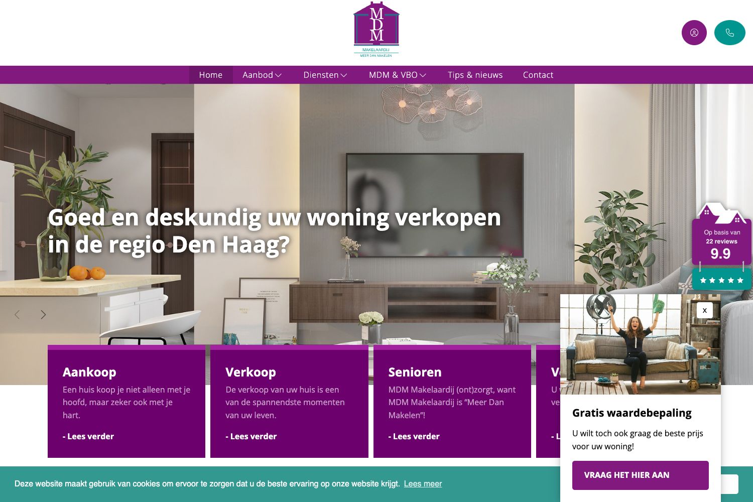 Website screenshot https://mdmmakelaardij.nl